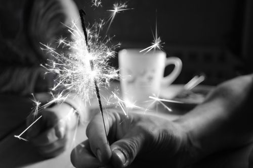 sparkler celebration black and white