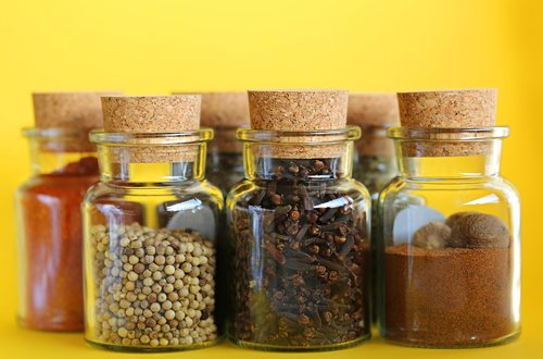 spices  set  yellow background