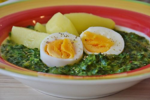 spinach egg potato