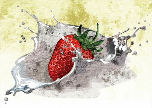 splashing strawberry graphic