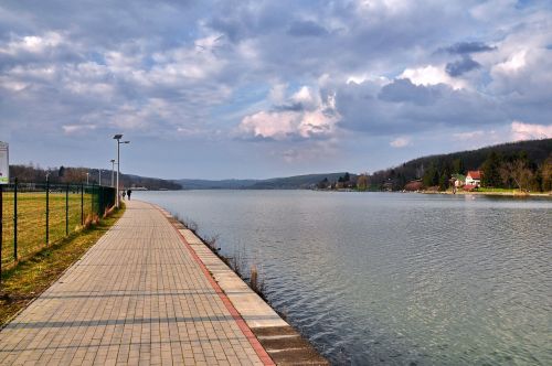 spring walking path lakeside