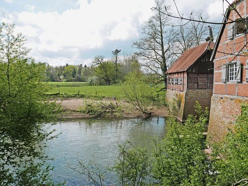 spring in the münsterland  old mill  truss