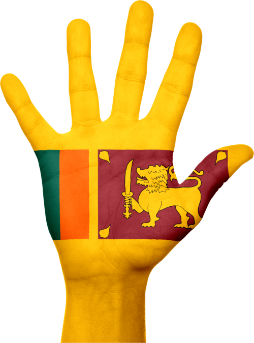 sri lanka flag hand