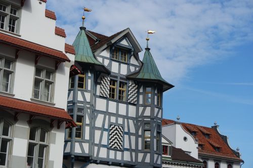 st gallen old town timber framed houses
