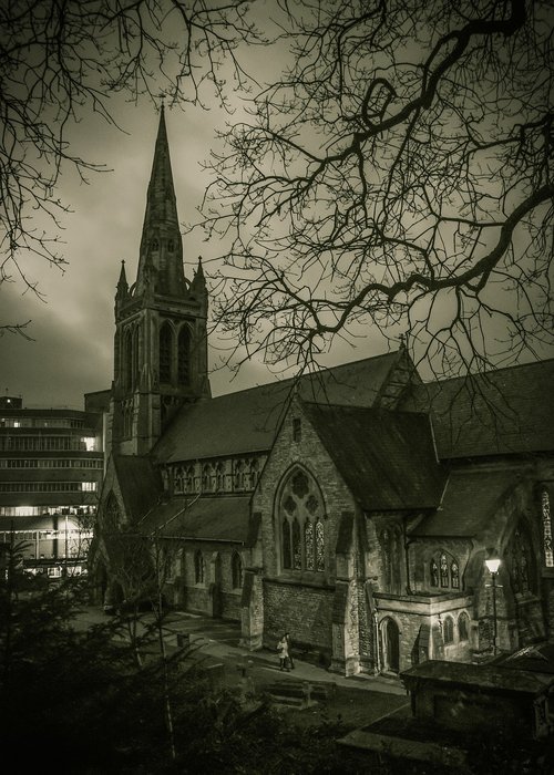 st peter's church  night  bournemouth