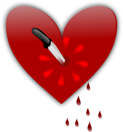 stabbed broken heart knife