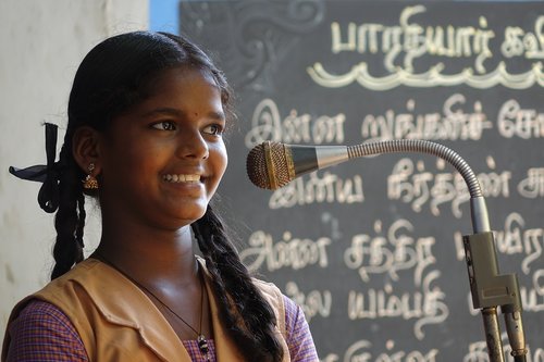 stage  speech  girl