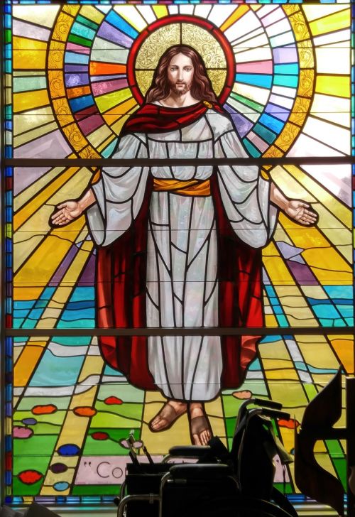 stained glass jesus glory