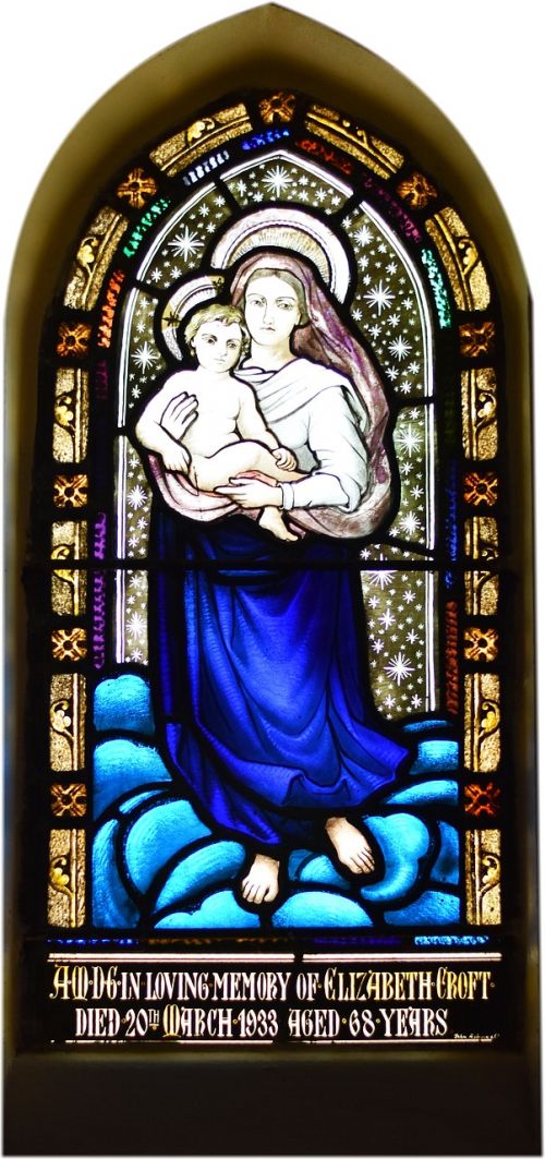 stained glass window mary