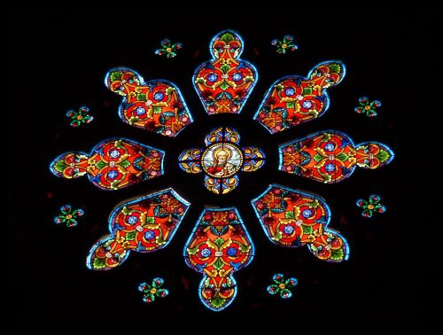 stained glass rosette church