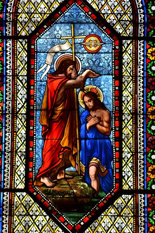 stained glass  colorful  baptism