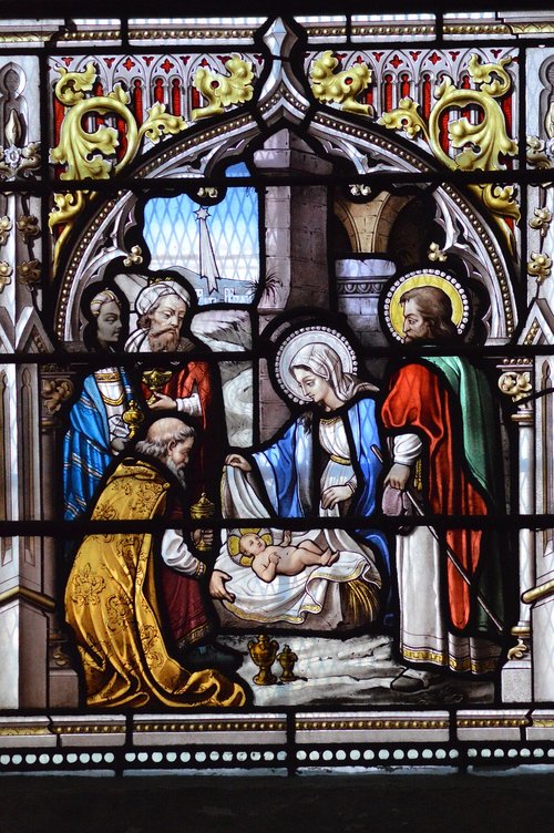 stained glass  colorful  nativity