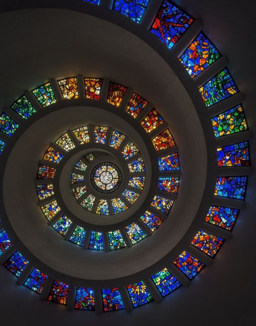 stained glass spiral window