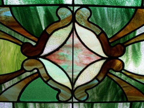 stained-glass green window