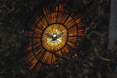 stained glass window st peter's basilica dove