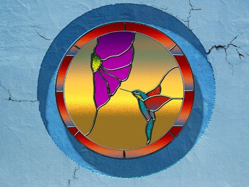 stained glass window window hummingbird