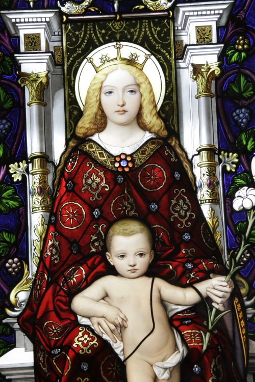 stained glass window vatican virgin