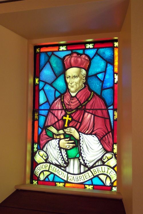 stained glass window pope stained