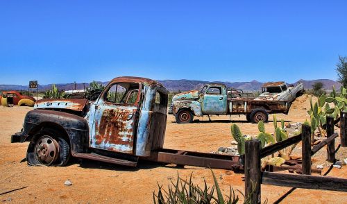 stainless desert car wreck