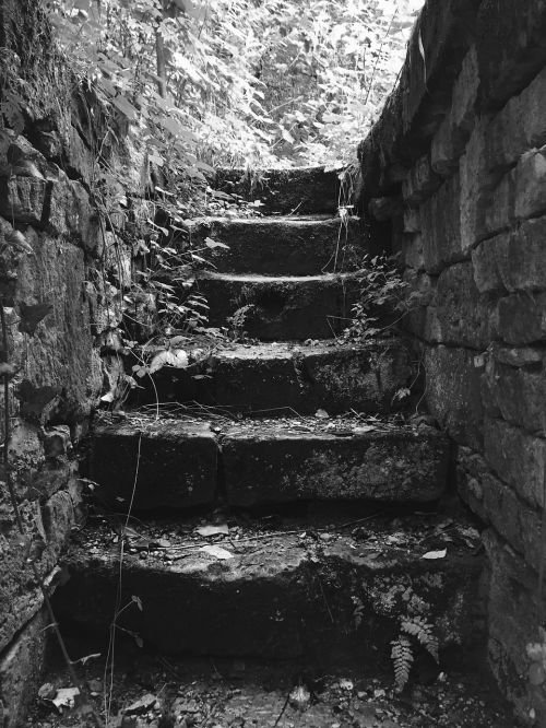stairs black white