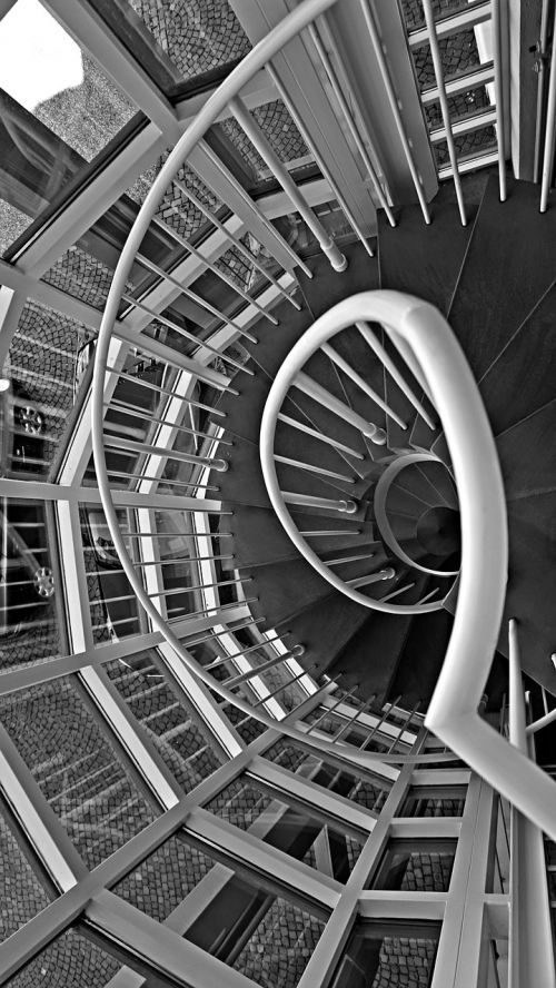 stairs black and white architecture