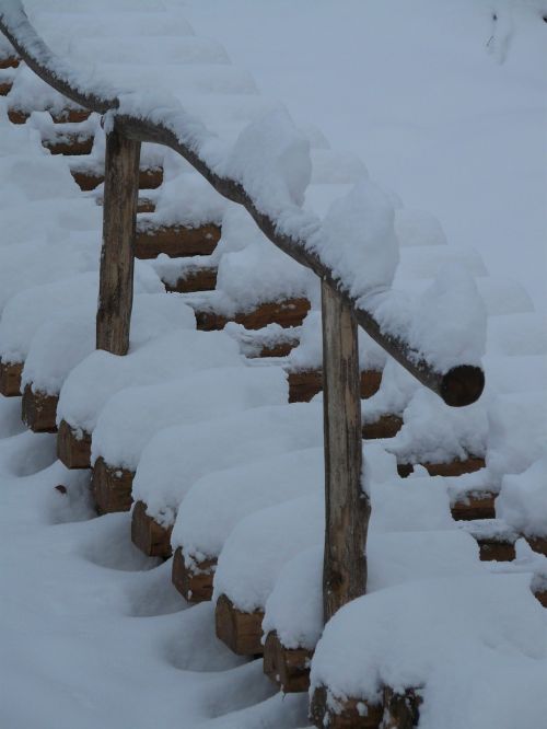 stairs wood stairs winter