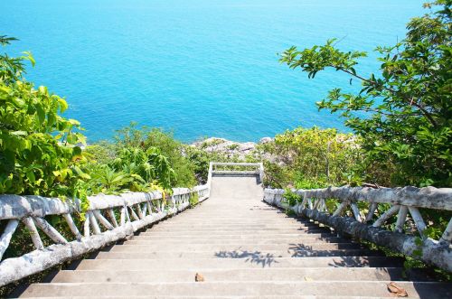stairs sea blue