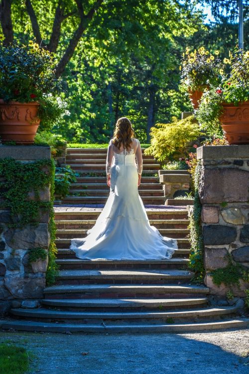 stairway garden wedding