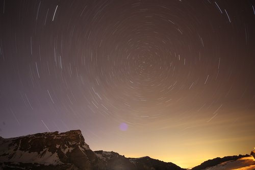 star trails  sky  alpine