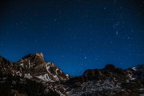 starry sky star mountains