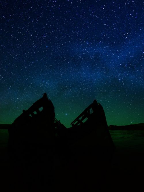 stars nebula boats