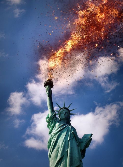 statue of liberty fire flame