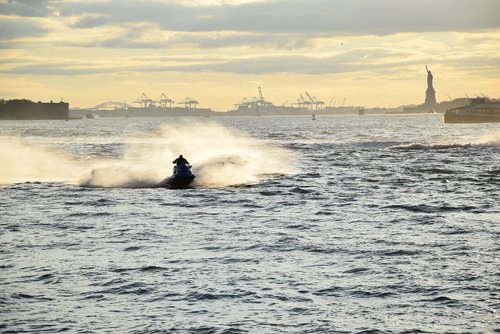 statue of liberty  america  jet ski