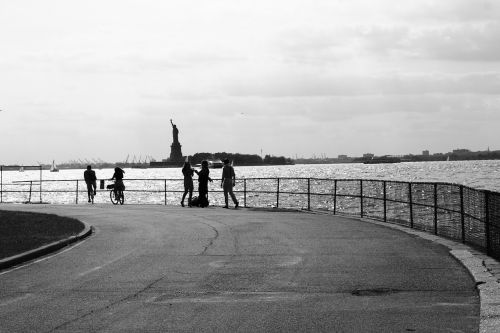 statue of liberty black and white american
