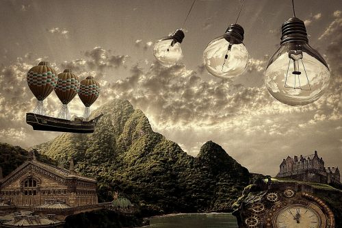 steampunk landscape surrealism