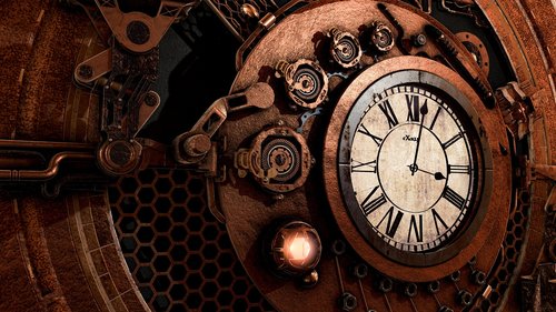 steampunk  clock  time