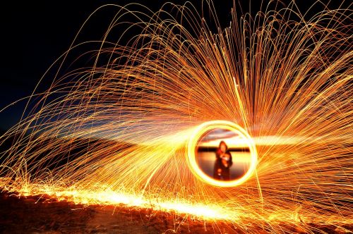 steel wool spinning fire
