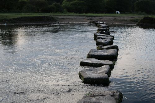 steps stones river
