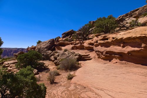 steps along grand view trail  desert  rock