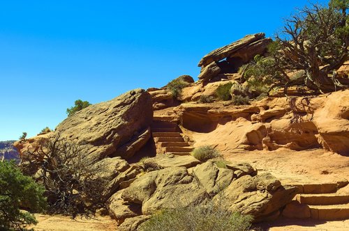 steps on grand view trail  desert  rock