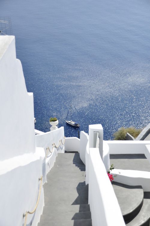 steps water sea greece santorini