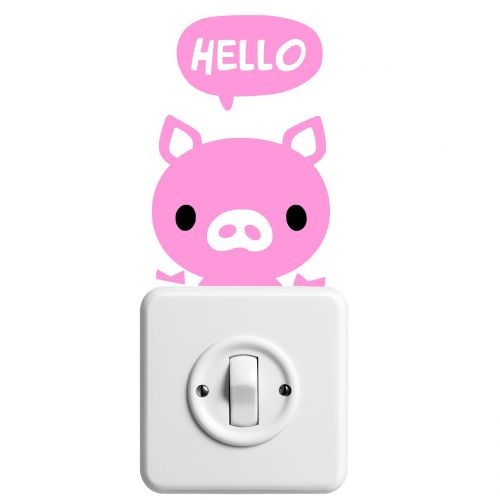 sticker pig hello