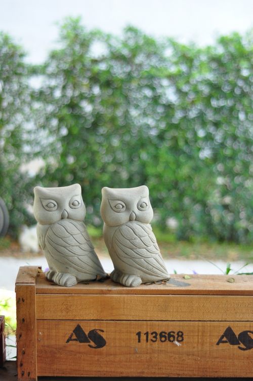 still life owl decoration