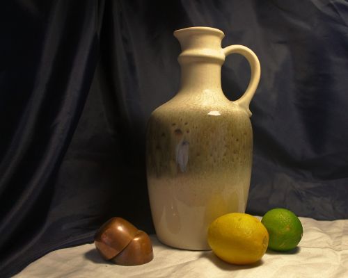 still life jug and fruit jug fruit and copper