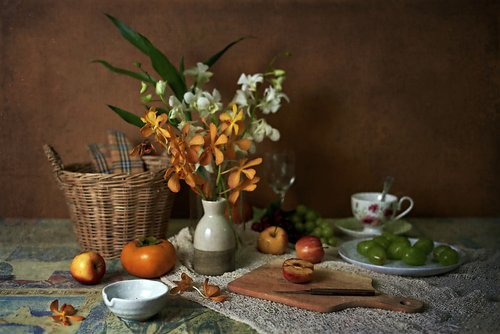 still life  flower  basket