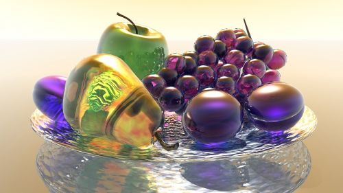 still life glass fruits