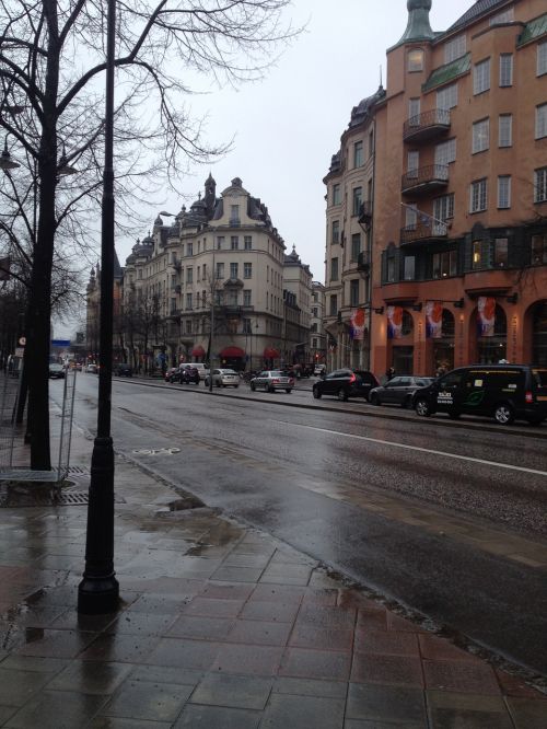 stockholm rainy day town