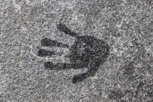 stone hand handprint