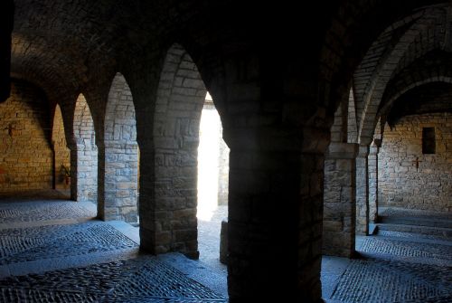 stone monastery contrast