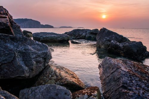 stone beach sunset